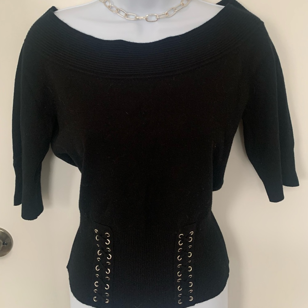 Caché black short-sleeve sweater. Size M
